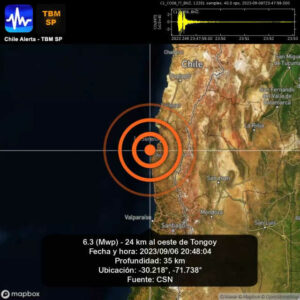 Un terremoto de magnitud 6,2 remece la zona centro y norte de Chile