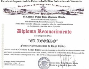 Frases y Pensamientos de Hugo Chávez, “El Legado” recibió reconocimiento de la Escuela de Ingeniería de la UMBV