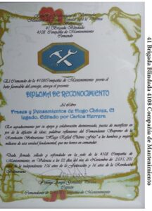 El libro de Chávez Frases y Pensamientos “El Legado” fue reconocido por la 4108 Compañía de Mantenimiento del Ejército Bolivariano