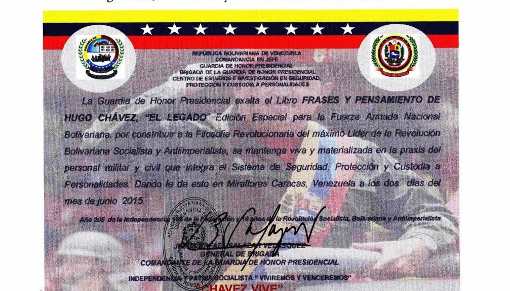Guardia de Honor Presidencial exaltó el libro Frases y Pensamientos de Hugo Chávez, “El Legado”