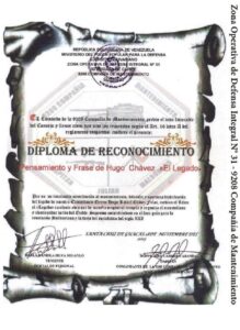 Frases y Pensamientos “El Legado” fue condecorado por la 9208 Compañía de Mantenimiento del Ejército Bolivariano
