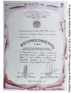 Libro de Chávez Frases y Pensamientos “El Legado” recibió un reconocimiento de la 3503 Compañía de Policía Militar del Ejército Bolivariano