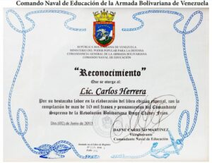 Libro de Chávez Frases y Pensamientos “El Legado” fue distinguido por el Comando Naval de Educación