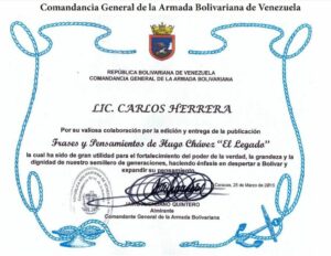 Comandancia General de la Armada Bolivariana reconoció la excelsa obra compilatoria Frases y Pensamientos “El Legado”
