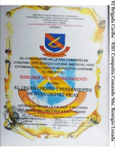 Frases y Pensamientos “El Legado” fue distinguido por la 9201 Compañía de Comando y Servicio “Stte. Remigio Lozada” del Ejército Bolivariano