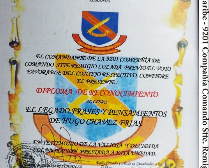 Frases y Pensamientos “El Legado” fue distinguido por la 9201 Compañía de Comando y Servicio “Stte. Remigio Lozada” del Ejército Bolivariano