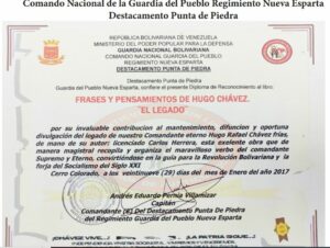 Destacamento Punta de Piedra de la GNB reconoció el libro de Chávez Frases y Pensamientos “El Legado”