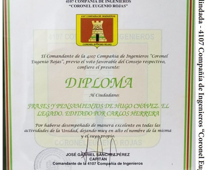 Libro Frases y Pensamientos “El Legado” recibió reconocimiento de la 4107 Compañía de Ingenieros “Coronel Eugenio Rojas”