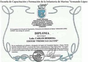 Libro de Chávez Frases y Pensamientos “El Legado” recibió reconocimiento de la Escuela de Capacitación y Formación de la Infantería de Marina Bolivariana