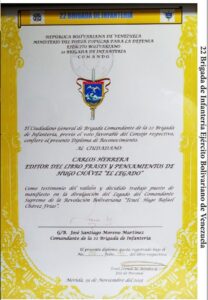 Frases y Pensamientos “El Legado” recibió reconocimiento de la 22 Brigada de Infantería del Ejército Bolivariano