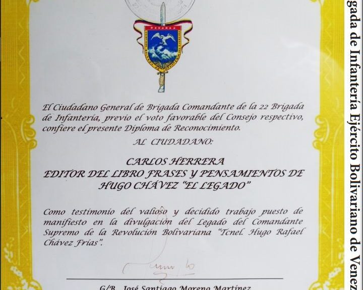 Frases y Pensamientos “El Legado” recibió reconocimiento de la 22 Brigada de Infantería del Ejército Bolivariano