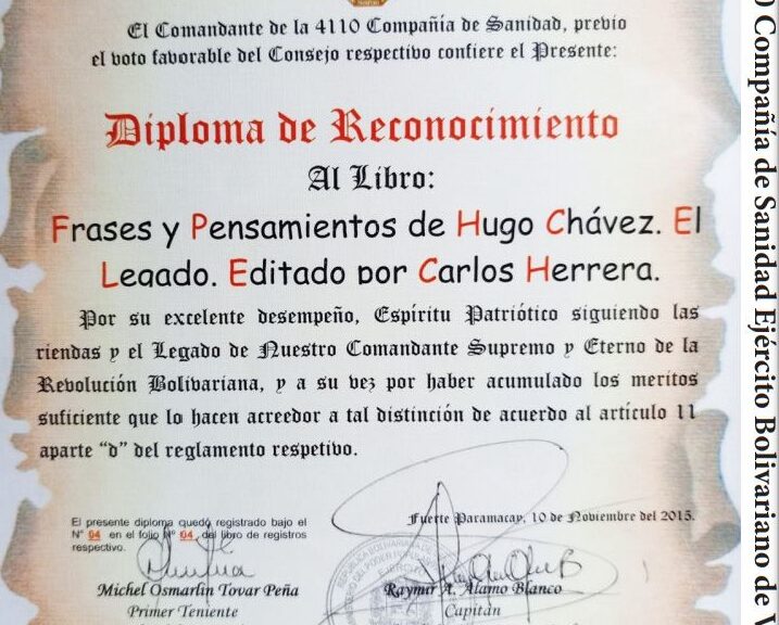 Libro Frases y Pensamientos “El Legado” recibió reconocimiento de la 4110 Compañía de Sanidad del Ejército Bolivariano