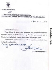 Vladimir Putin destacó el libro de Chávez Frases y Pensamientos “El Legado” y envió reconocimiento