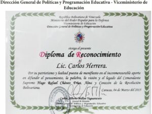 Libro de Chávez Frases y Pensamientos “El Legado” recibió reconocimiento Dirección General de Políticas y Programación Educativa del Ministerio para la Defensa