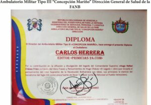 Frases y Pensamientos “El Legado” recibió reconocimiento del Ambulatorio Militar Tipo III “Concepción Mariño”