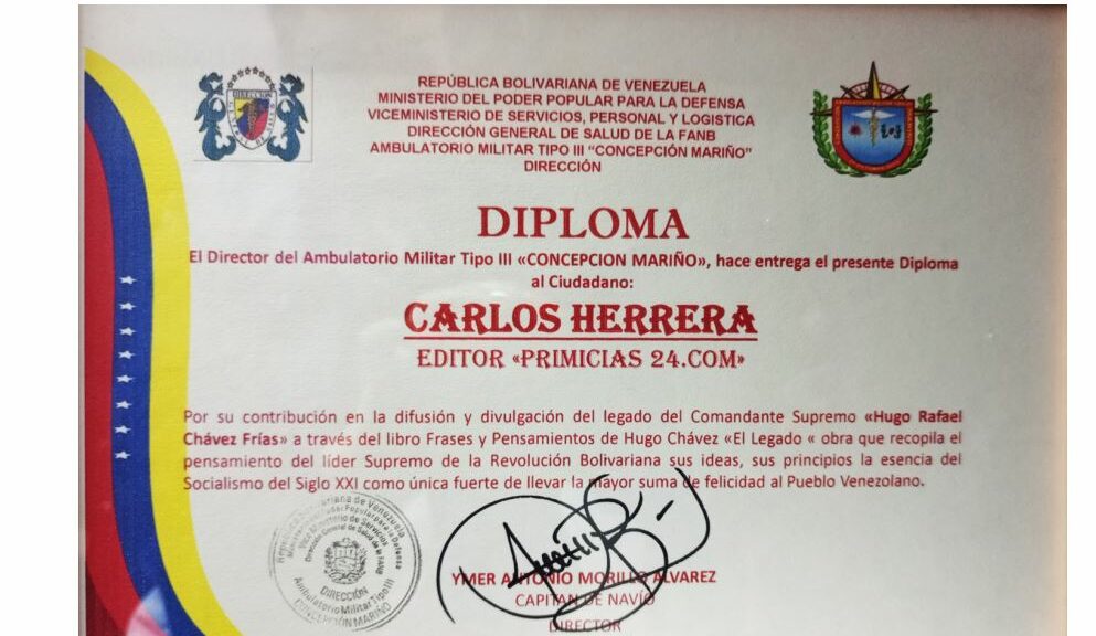 Frases y Pensamientos “El Legado” recibió reconocimiento del Ambulatorio Militar Tipo III “Concepción Mariño”