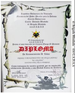 Grupo de Artillería de Defensa Antiaérea reconoció el libro de Chávez Frases y Pensamientos “El Legado”