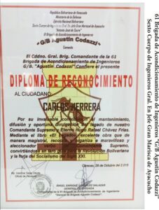 Libro de Chávez Frases y Pensamientos “El Legado” recibió reconocimiento de la 61 Brigada de Acondicionamiento de Ingenieros “GB Agustin Codazzi”