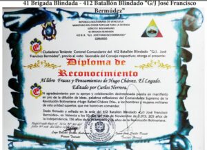 Frases y pensamientos “El Legado” recibió reconocimiento del 412 Batallón Blindado “G/J José Francisco Bermúdez”