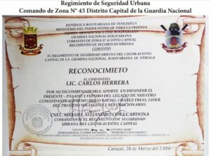 Frases y Pensamientos “El Legado” recibió reconocimiento del Regimiento de Seguridad Urbana Comando de Zona N° 43 Distrito Capital de la GNB