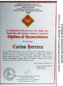 Frases y Pensamientos “El Legado” recibió reconocimiento del 255 Grupo de Artillería de Campaña de 105MM “Coronel Francisco José Torres”