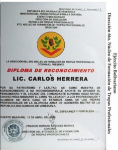 Libro de Chávez Frases y Pensamientos “El Legado” recibió reconocimiento del 6to. Núcleo de Formación de Tropas Profesionales del Ejército Bolivariano