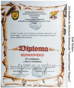Libro de Chávez Frases y Pensamientos “El Legado” recibió reconocimiento del 253 Batallón de Infantería Motorizada “Coronel Genaro Vásquez”