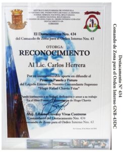 Libro de Chávez Frases y Pensamientos “El Legado” recibió reconocimiento del Destacamento N° 434 de la GNB