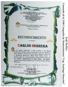 Libro de Chávez Frases y Pensamientos “El Legado” recibió reconocimiento de la 2508 Compañía de Mantenimiento “Cap. Santiago Mancebo”