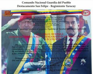 Libro de Chávez Frases y Pensamientos “El Legado” recibió reconocimiento del Destacamento San Felipe de la Guardia del Pueblo