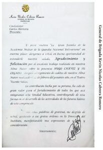 Libro de Chávez Frases y Pensamientos “El Legado” recibió reconocimiento del General de Brigada Kevin Nicolas Cabrera Romero