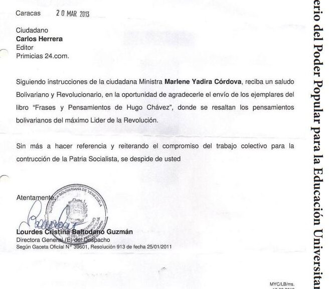 Libro de Chávez Frases y Pensamientos “El Legado” recibió reconocimiento del Ministerio del Poder Popular para la Educación Universitaria