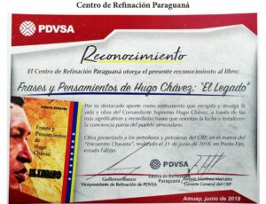 Libro de Chávez Frases y Pensamientos “El Legado” recibió reconocimiento del Centro de Refinación Paraguaná de Pdvsa