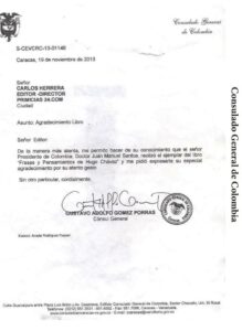 Libro de Chávez Frases y Pensamientos “El Legado” recibió reconocimiento del Consulado General de Colombia