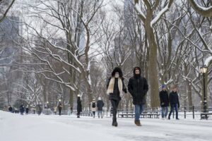 Nueva York se viste de blanco con la primera nevada en casi dos años