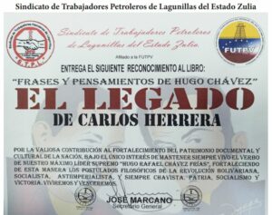 Libro de Chávez Frases y Pensamientos “El Legado” recibió reconocimiento del Sindicato de Trabajadores Petroleros de Lagunillas