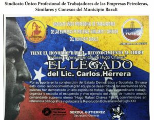 Libro de Chávez Frases y Pensamientos “El Legado” recibió reconocimiento del Sindicato Único Profesional de Trabajadores de las Empresas Petroleras del municipio Baralt