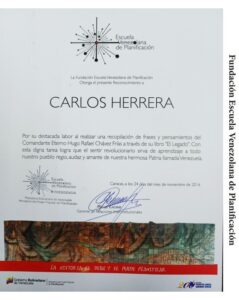 Libro de Chávez Frases y Pensamientos “El Legado” recibió reconocimiento de la Fundación Escuela Venezolana de Planificación