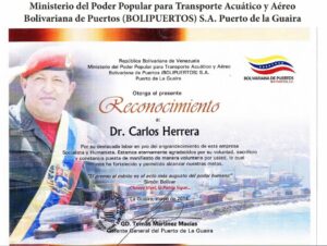 Libro de Chávez Frases y Pensamientos “El Legado” recibió reconocimiento de la empresa Bolivariana de Puertos (BOLIPUERTOS)