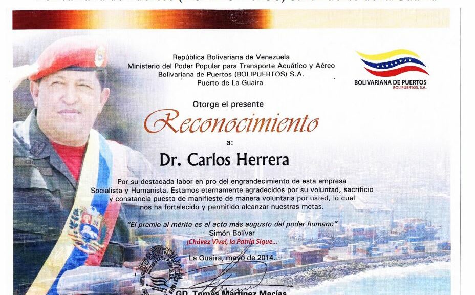 Libro de Chávez Frases y Pensamientos “El Legado” recibió reconocimiento de la empresa Bolivariana de Puertos (BOLIPUERTOS)