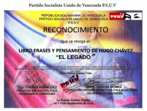 Libro de Chávez Frases y Pensamientos “El Legado” recibió reconocimiento de la dirección municipal del Psuv en La Puerta estado Trujillo