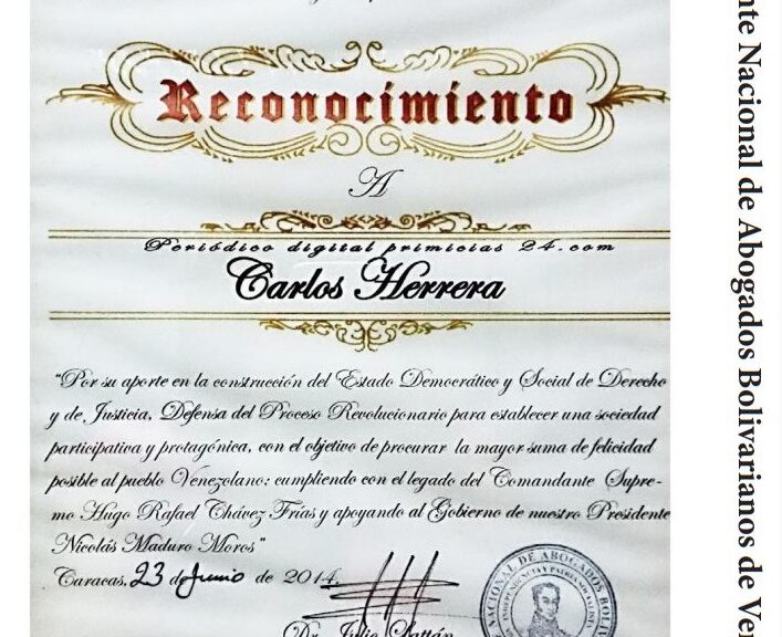 Libro de Chávez Frases y Pensamientos “El Legado” recibió reconocimiento del Frente Nacional de Abogados Bolivarianos de Venezuela
