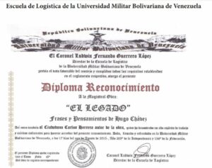 Libro de Chávez Frases y Pensamientos “El Legado” recibió reconocimiento de la Escuela de Logística de la Universidad Militar Bolivariana de Venezuela