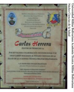 Libro de Chávez Frases y Pensamientos “El Legado” recibió reconocimiento del Núcleo Ciencias de la Salud de la Academia Técnica Militar Bolivariana
