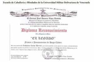 Libro de Chávez Frases y Pensamientos “El Legado” recibió reconocimiento de la Escuela de Caballería y Blindados de la Universidad Militar Bolivariana de Venezuela
