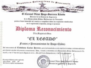 Libro de Chávez Frases y Pensamientos “El Legado” recibió reconocimiento de la Escuela de Ingeniería de la Universidad Militar Bolivariana de Venezuela
