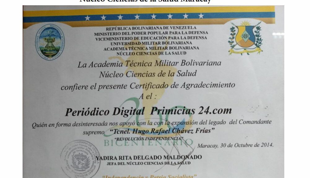 Libro de Chávez Frases y Pensamientos “El Legado” recibió reconocimiento Núcleo Ciencias de la Salud de Maracay