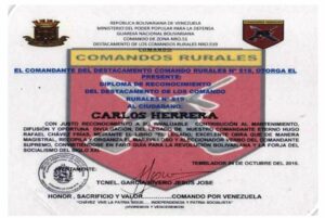 Libro de Chávez Frases y Pensamientos “El Legado” recibió reconocimiento del Destacamento de los Comandos Rurales N° 519