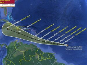 Tormenta tropical Beryl amenaza con convertirse en un gran huracán